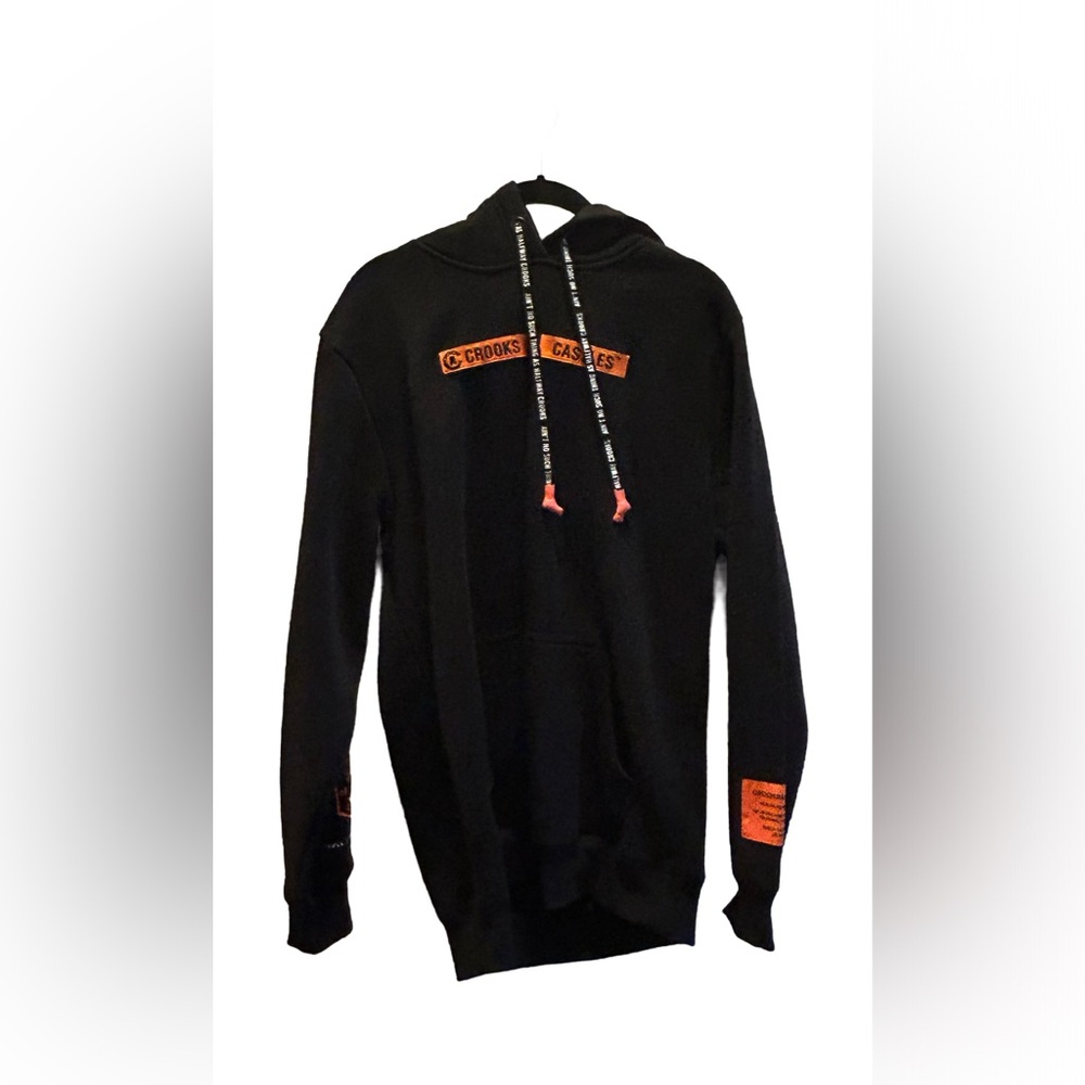Crooks & Castles Black Hoodie with Orange Patch